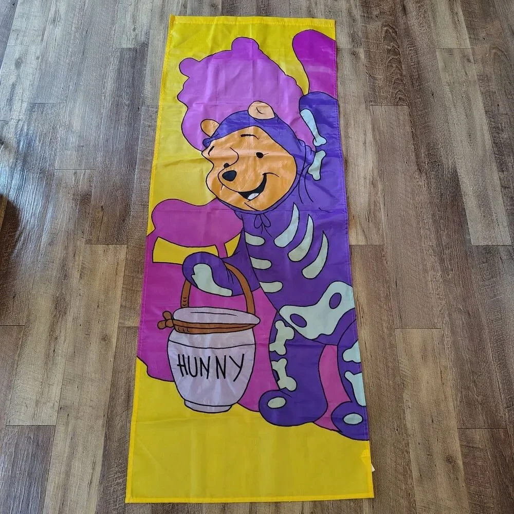 VTG 1990s Disney Winnie The Pooh Large RARE Halloween Door Window Flag Hanger